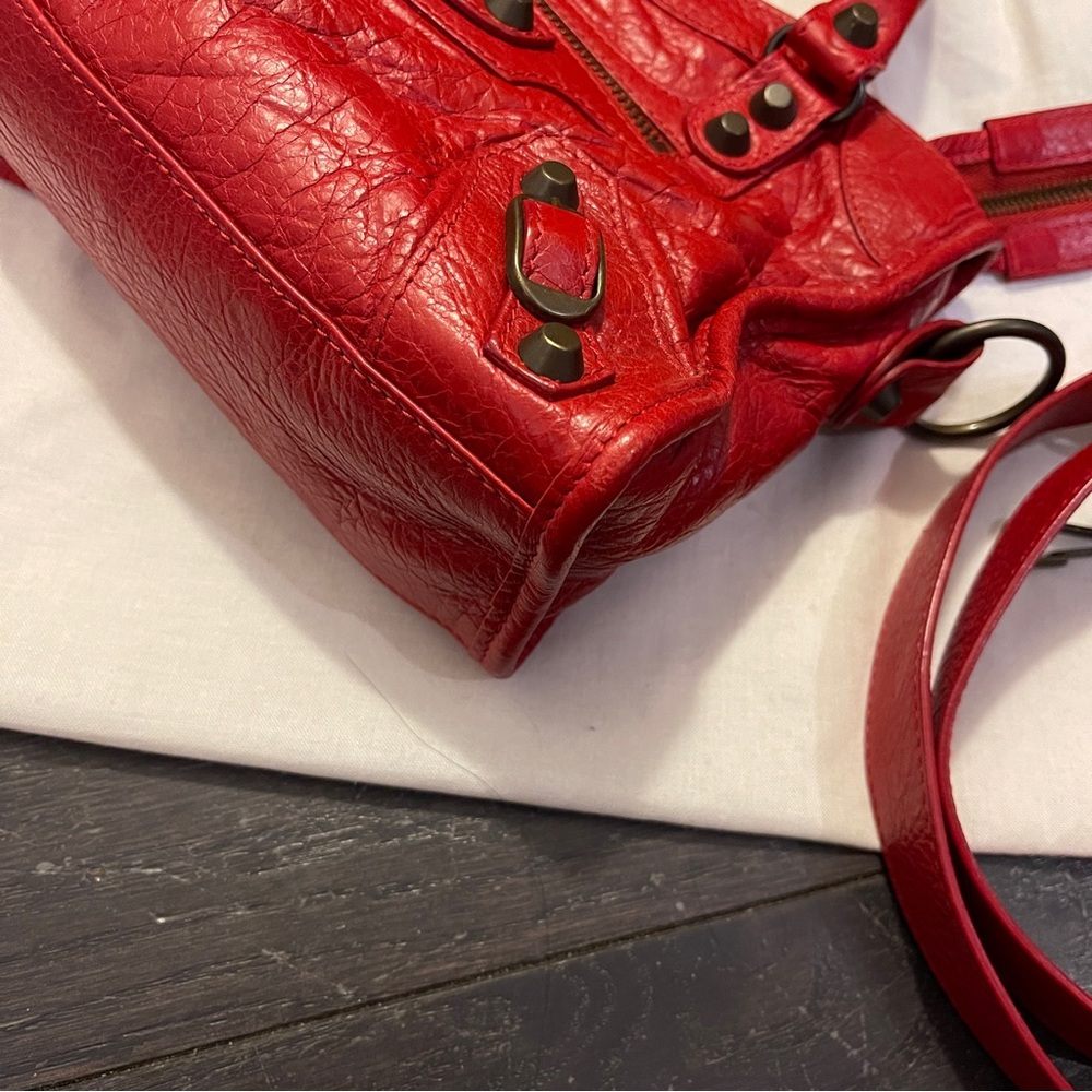 Authentic BALENCIAGA red mini city bag leather women - Picture 10 of 12
